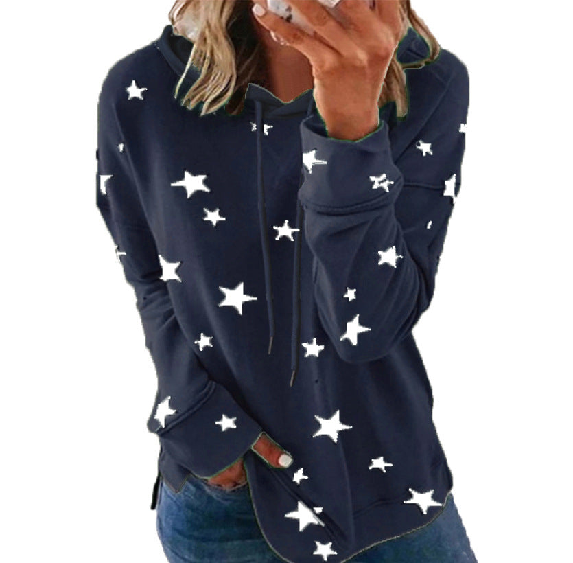 Damen Oversize-Kapuzenpullover aus weichem Baumwollmix mit Sternenprint Shop Nory