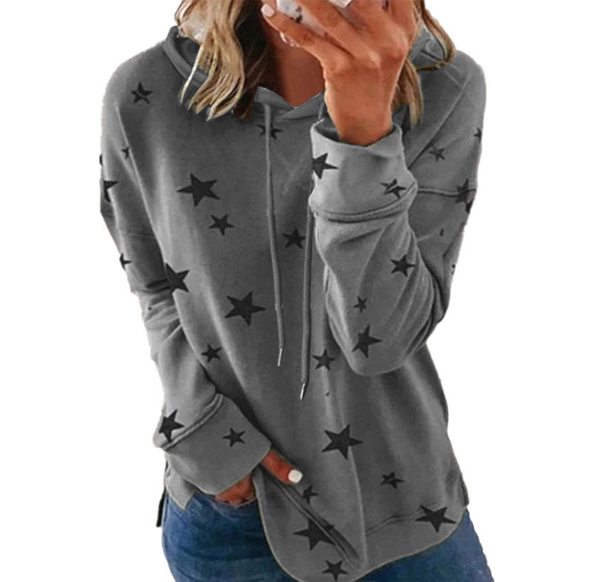 Damen Oversize-Kapuzenpullover aus weichem Baumwollmix mit Sternenprint Shop Nory