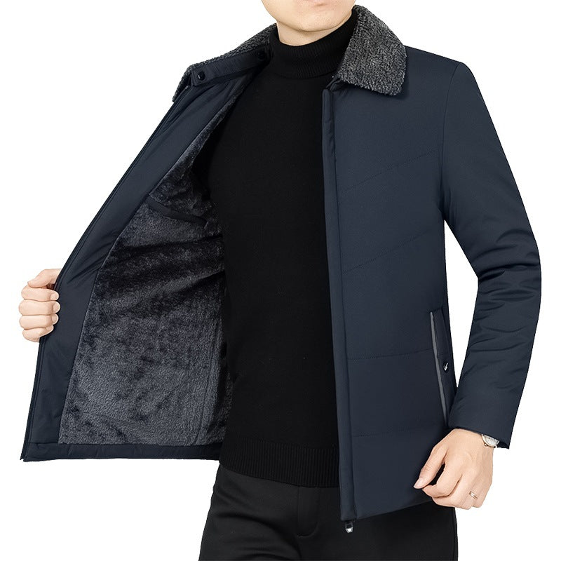 Herren Wattierte Winterjacke mit weichem Plüschfutter, Stehkragen und schmaler Steppung Shop Nory