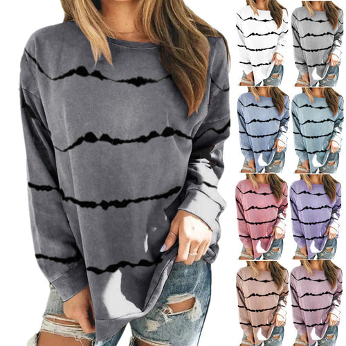 Damen Oversize Langarmshirt im Batik‑Look mit Rundhalsausschnitt und lockerer Passform Shop Nory