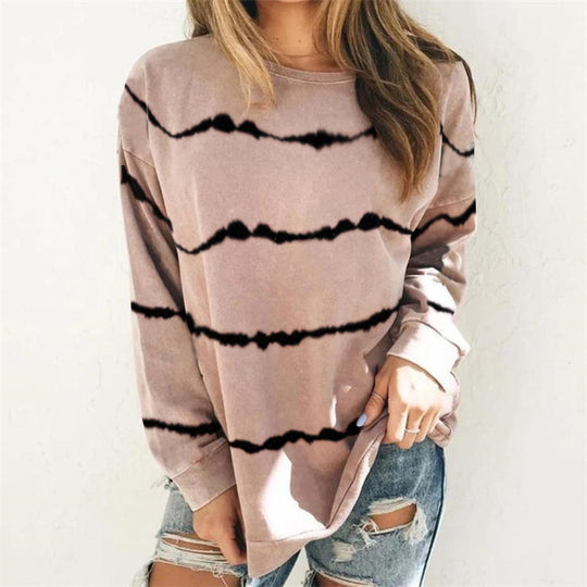 Damen Oversize Langarmshirt im Batik‑Look mit Rundhalsausschnitt und lockerer Passform Shop Nory