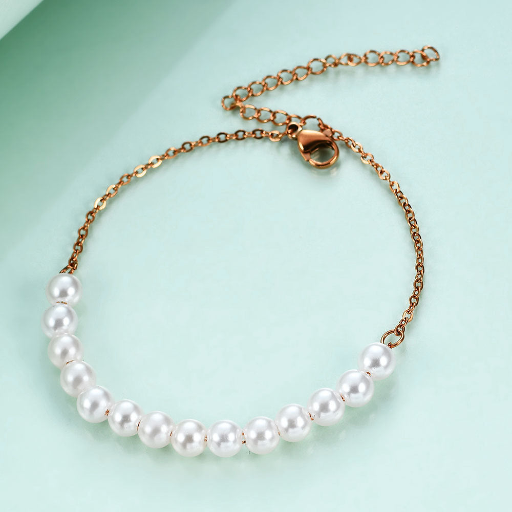 Damen elegante Halskette mit kunstvollen Perlen und hochwertigem Edelstahl Shop Nory