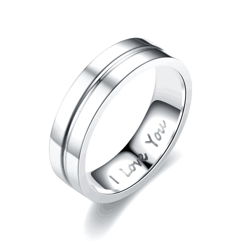 Herren Ring mit eingelegtem Liebesschriftzug und eleganter Oberflächenstruktur Shop Nory