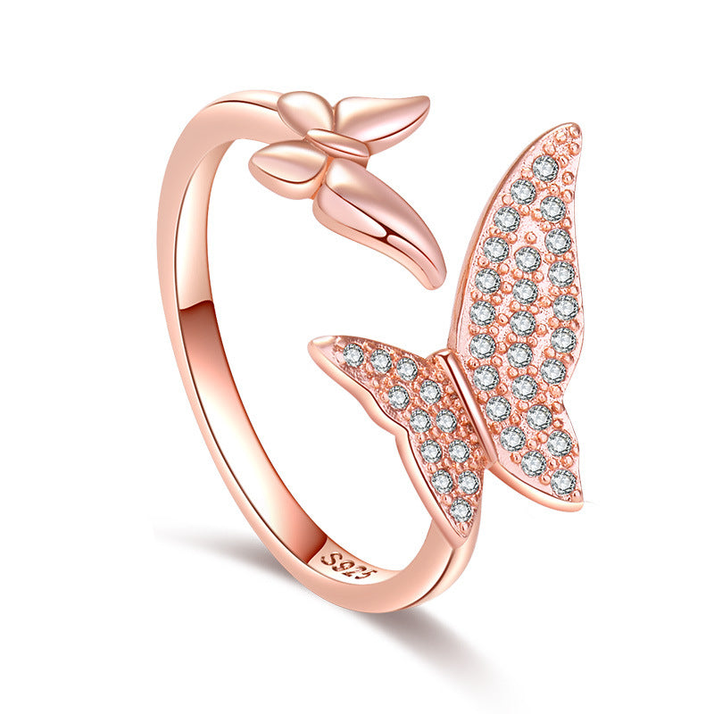 Damen Offener Ring mit filigranem Schmetterlingsdesign und funkelndem Zirkonia Shop Nory