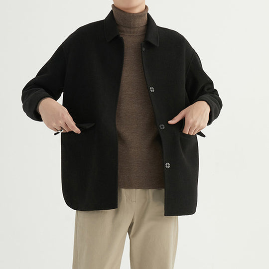 Herren Oversize Woll‑Mischjacke mit Hemdkragen und aufgesetzten Taschen Shop Nory