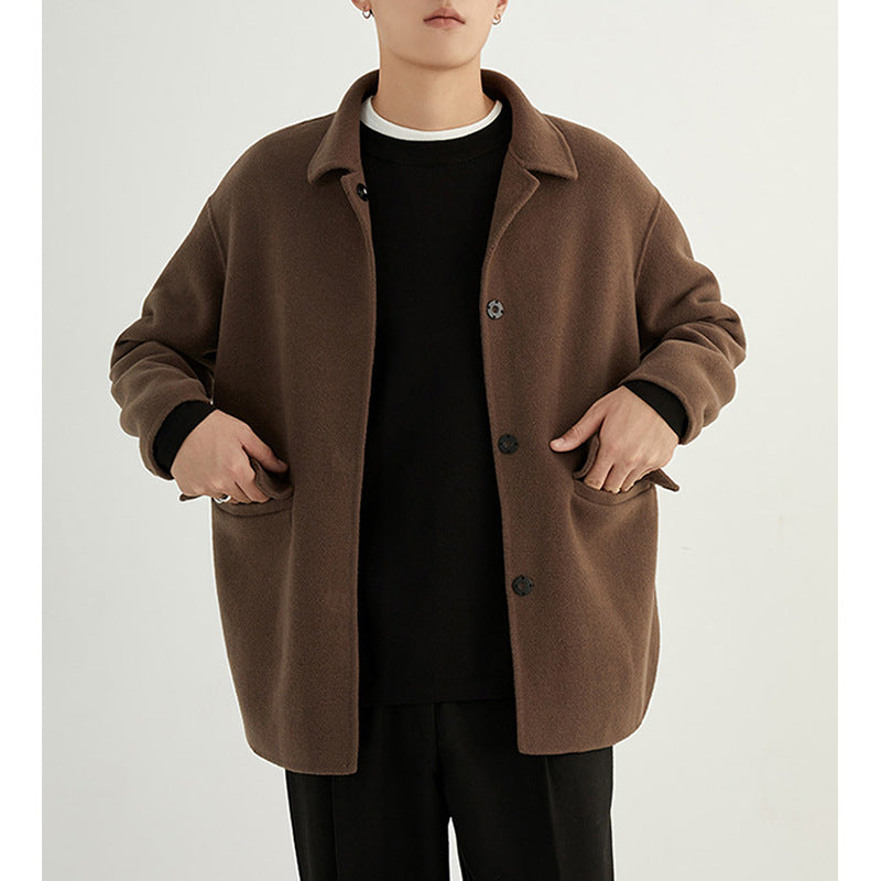 Herren Oversize Woll‑Mischjacke mit Hemdkragen und aufgesetzten Taschen Shop Nory