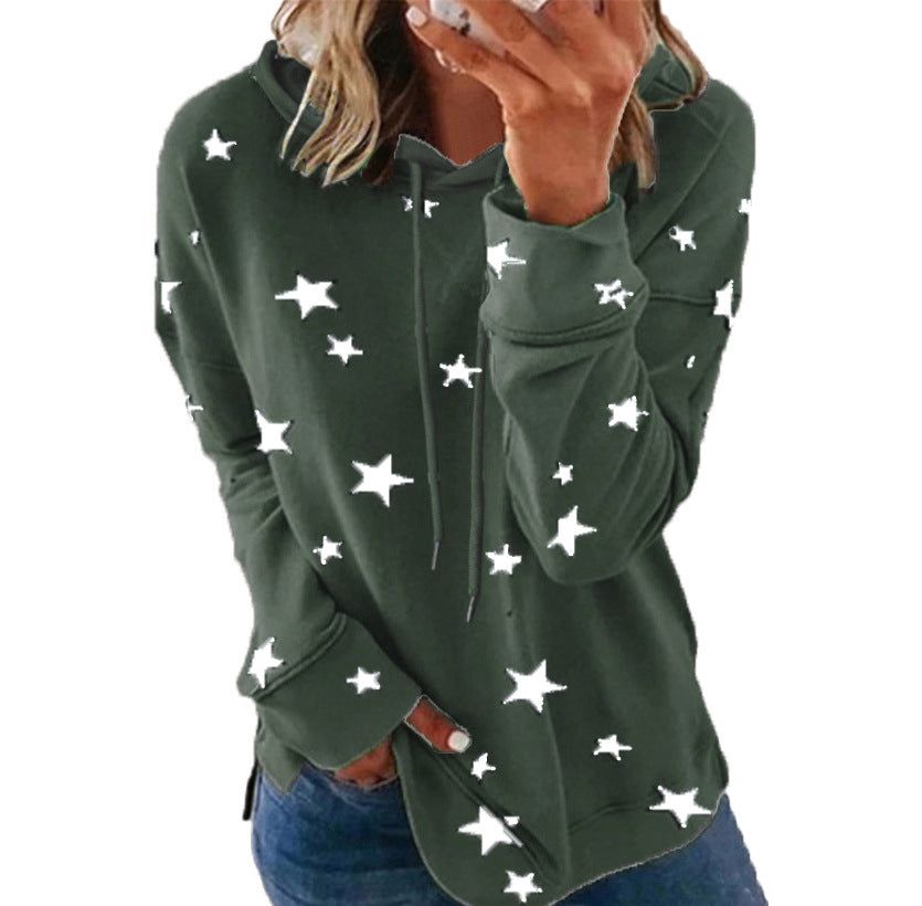 Damen Oversize-Kapuzenpullover aus weichem Baumwollmix mit Sternenprint Shop Nory