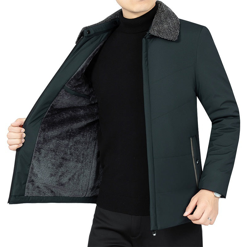 Herren Wattierte Winterjacke mit weichem Plüschfutter, Stehkragen und schmaler Steppung Shop Nory