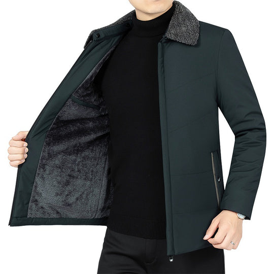 Herren Wattierte Winterjacke mit weichem Plüschfutter, Stehkragen und schmaler Steppung Shop Nory