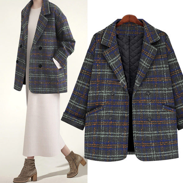 Damen Kurzkarierter Oversize-Wollmix-Mantel mit gesteppter Thermofütterung Shop Nory