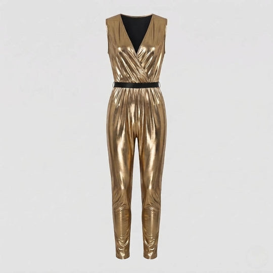 Herren Glänzendes Disco Kostüm aus Metallic Folie mit Breitem Hosenbein Shop Nory