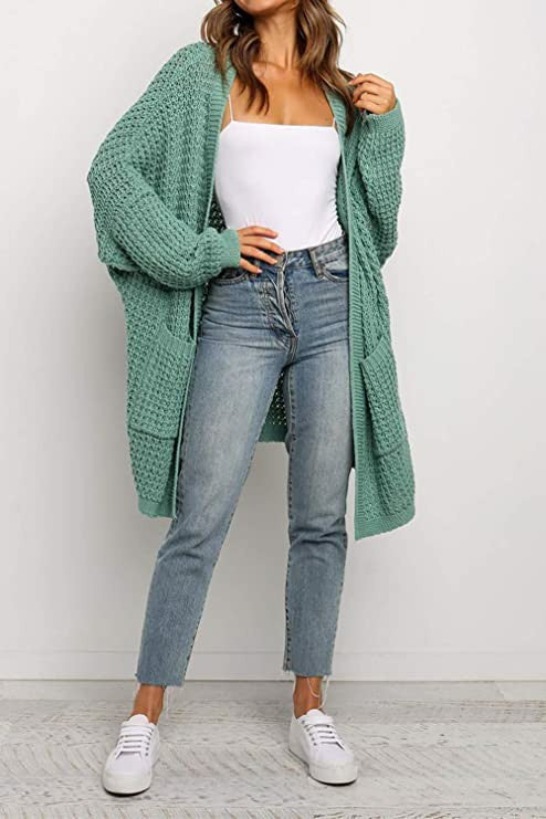 Damen Grobstrickjacke mit tiefen Taschen und lässiger Passform