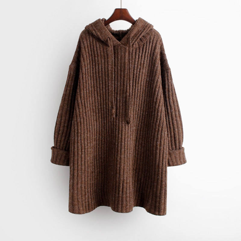 Damen Oversize Kapuzenpullover aus geripptem Strick mit Tunika‑Schnitt Shop Nory