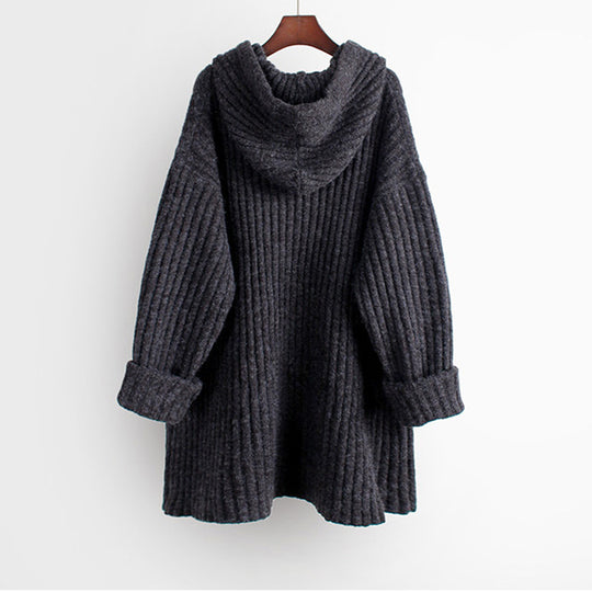 Damen Oversize Kapuzenpullover aus geripptem Strick mit Tunika‑Schnitt Shop Nory