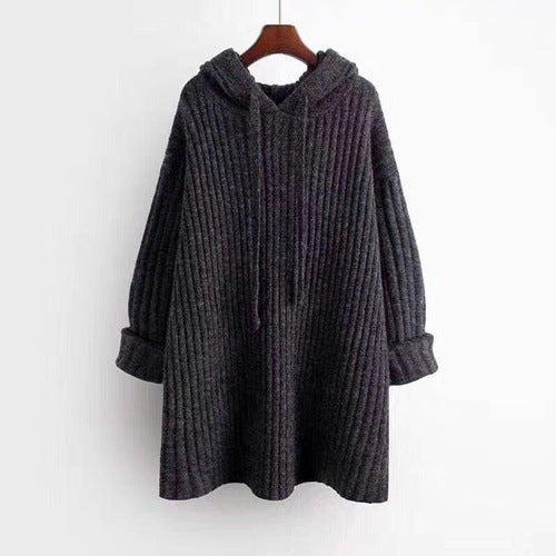Damen Oversize Kapuzenpullover aus geripptem Strick mit Tunika‑Schnitt Shop Nory