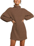 Damen Strickkleid mit hohem Kragen und weit geschnittenen Ärmeln