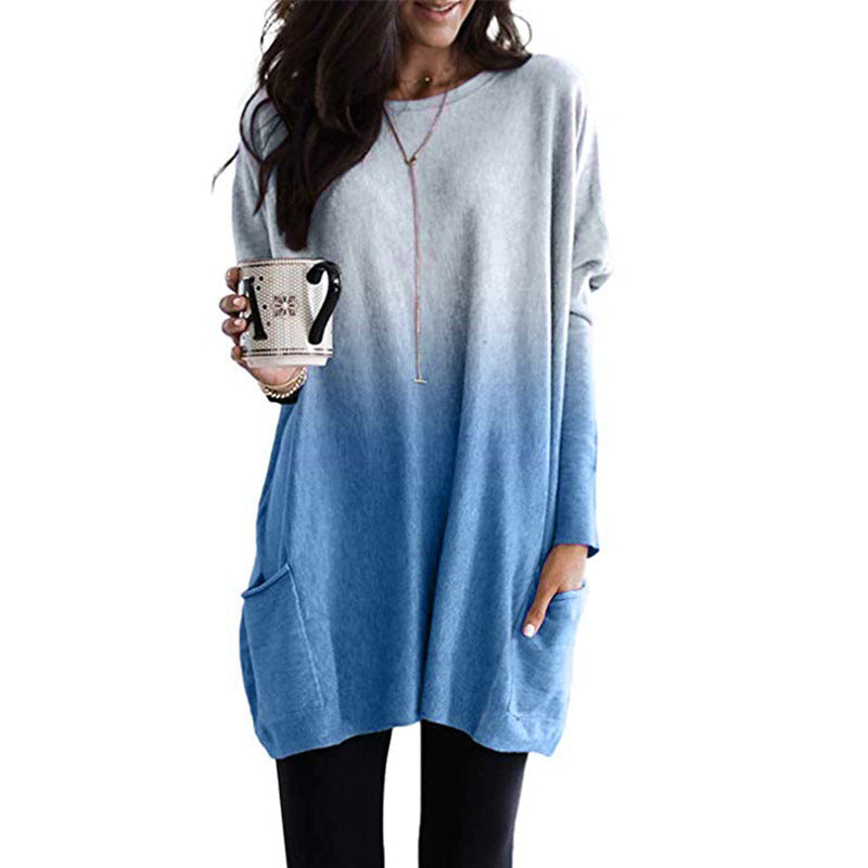 Damen nan oversized Ombre Stricktunika mit seitlichen Einschubtaschen und Rundhalsausschnitt Shop Nory