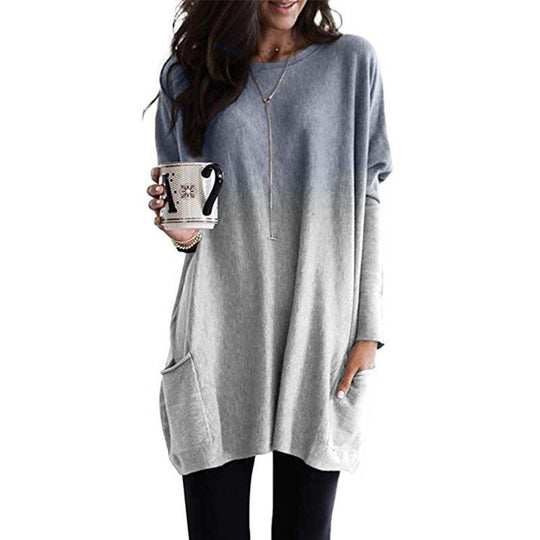 Damen nan oversized Ombre Stricktunika mit seitlichen Einschubtaschen und Rundhalsausschnitt Shop Nory
