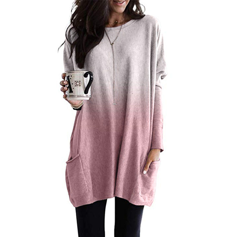 Damen nan oversized Ombre Stricktunika mit seitlichen Einschubtaschen und Rundhalsausschnitt Shop Nory