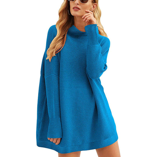 Damen Lässiges Strick-Minikleid mit Stehkragen, Oversize-Schnitt und feiner Strukturstrick Shop Nory
