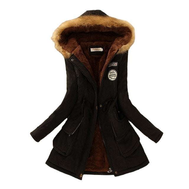 Damen taillierter Kapuzenparka mit Teddyfutter und Kunstfellbesatz Shop Nory