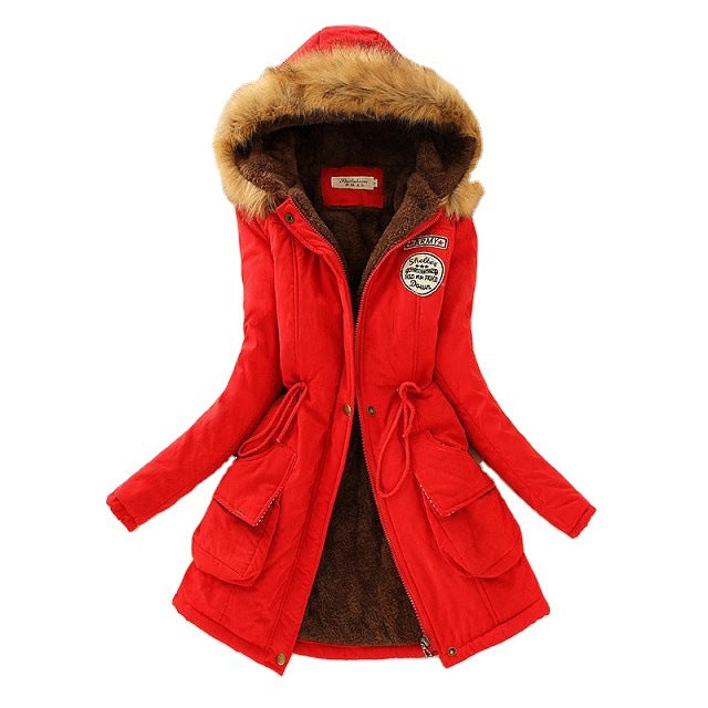 Damen Gefütterter Parka mit Kunstfellkapuze und Teddyfutter Shop Nory