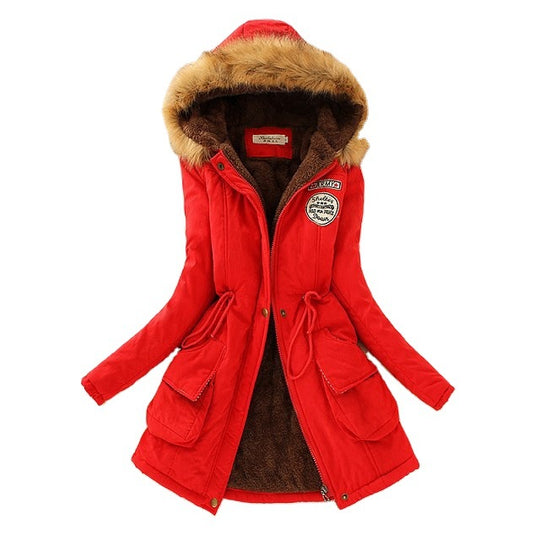 Damen Gefütterter Parka mit Kunstfellkapuze und Teddyfutter Shop Nory
