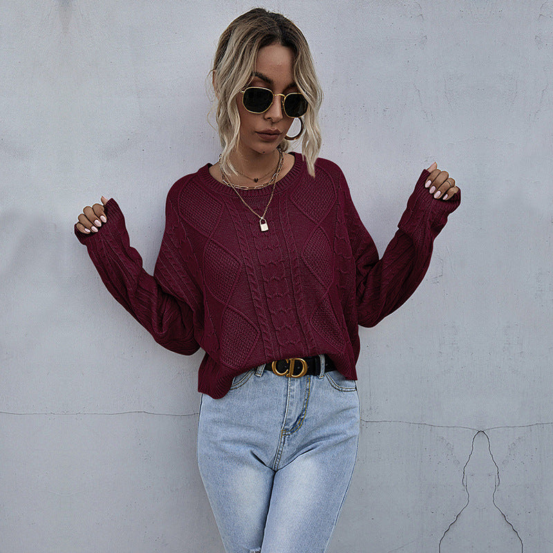 Damen Oversize Zopfstrickpullover mit Ajourdetails Shop Nory