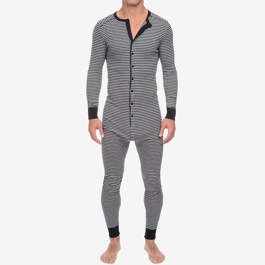 Herren Langarm Schlafanzugset mit komfortablem Knopfdesign