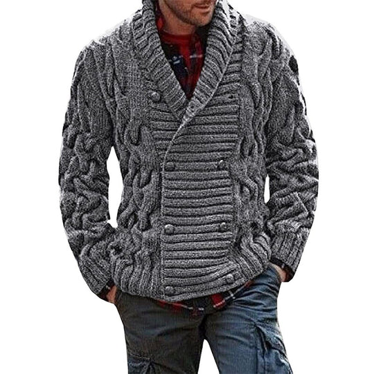Herren Grobstrick-Cardigan mit Schalkragen und Zopfmuster Shop Nory