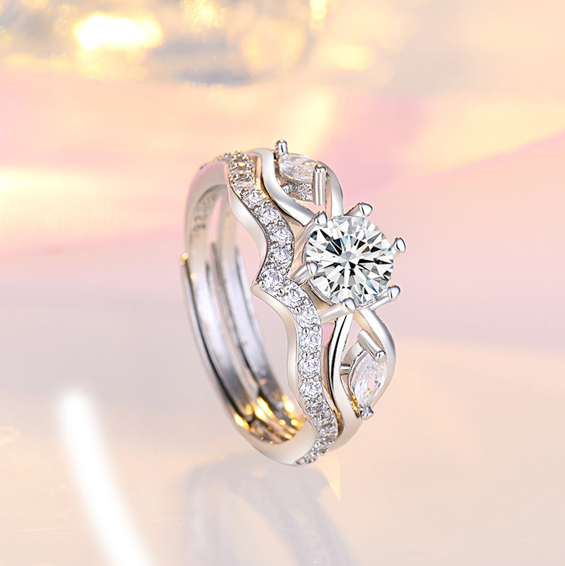 Damen Verlobungsring mit elegantem Kronen-Design und funkelndem Zirkonia-Besatz Shop Nory