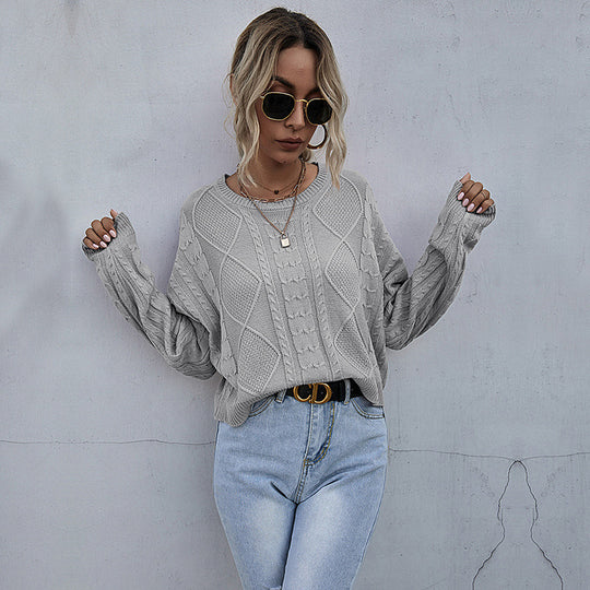 Damen Oversize Zopfstrickpullover mit Ajourdetails Shop Nory