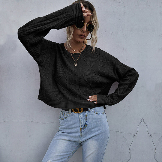 Damen Oversize Zopfstrickpullover mit Ajourdetails Shop Nory
