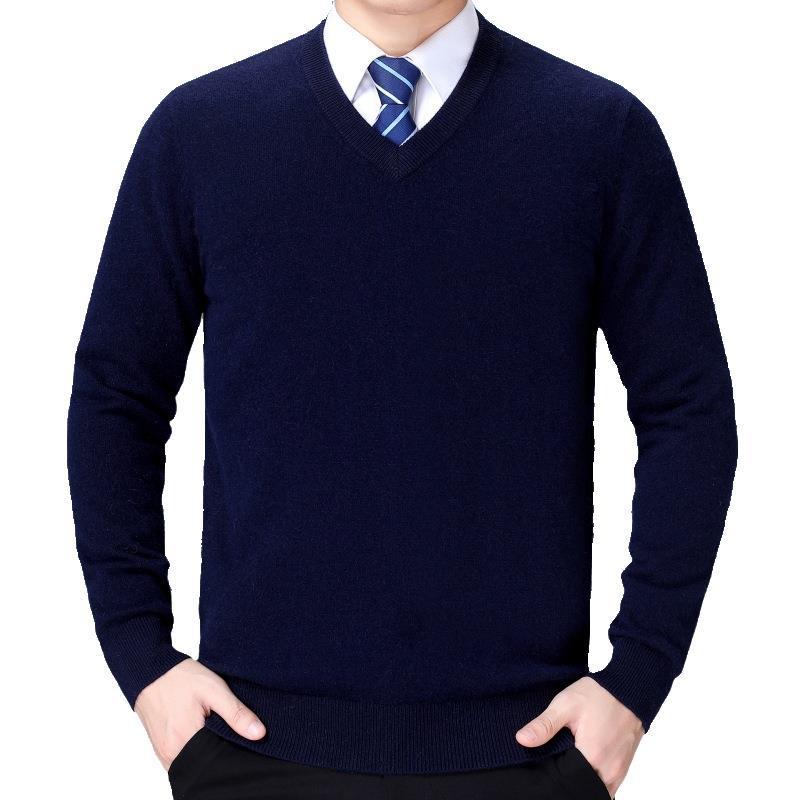 Herren V-Ausschnitt Strickpullover aus weichem Baumwollmix