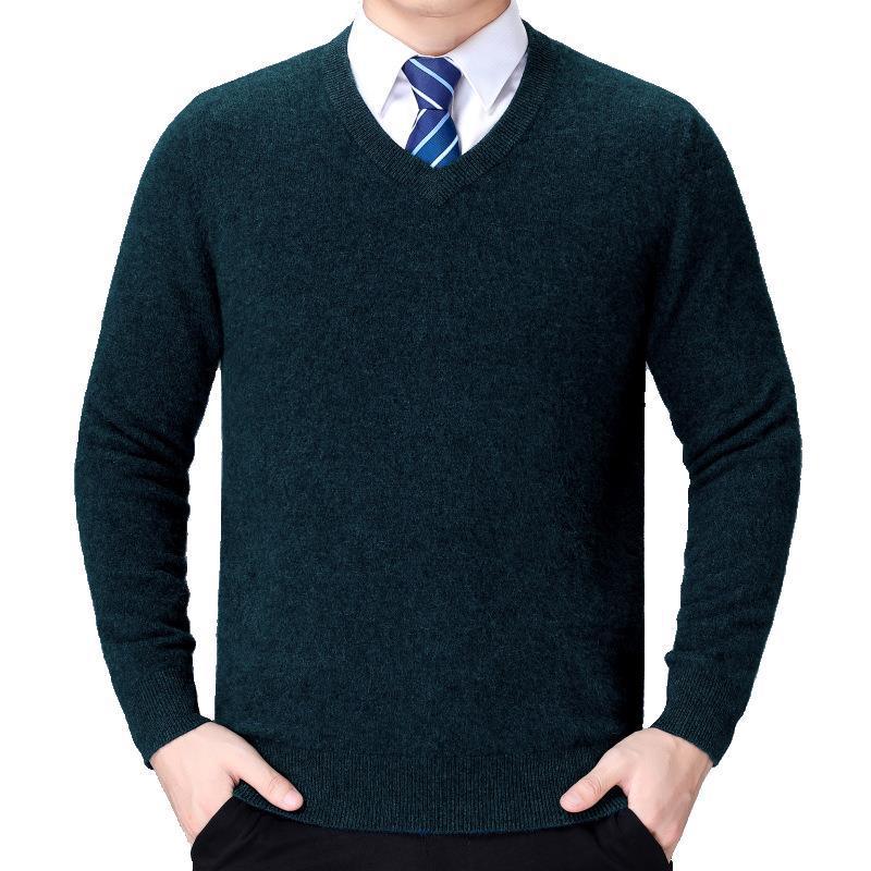 Herren V-Ausschnitt Strickpullover aus weichem Baumwollmix