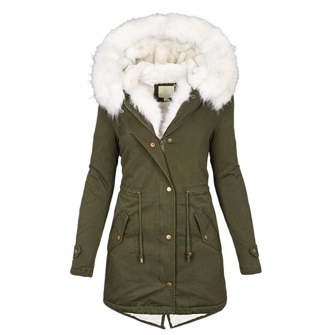 Damen Gefütterter Parka-Mantel mit Teddyfutter, abnehmbarer Kunstfellkapuze und Taillenzug Shop Nory