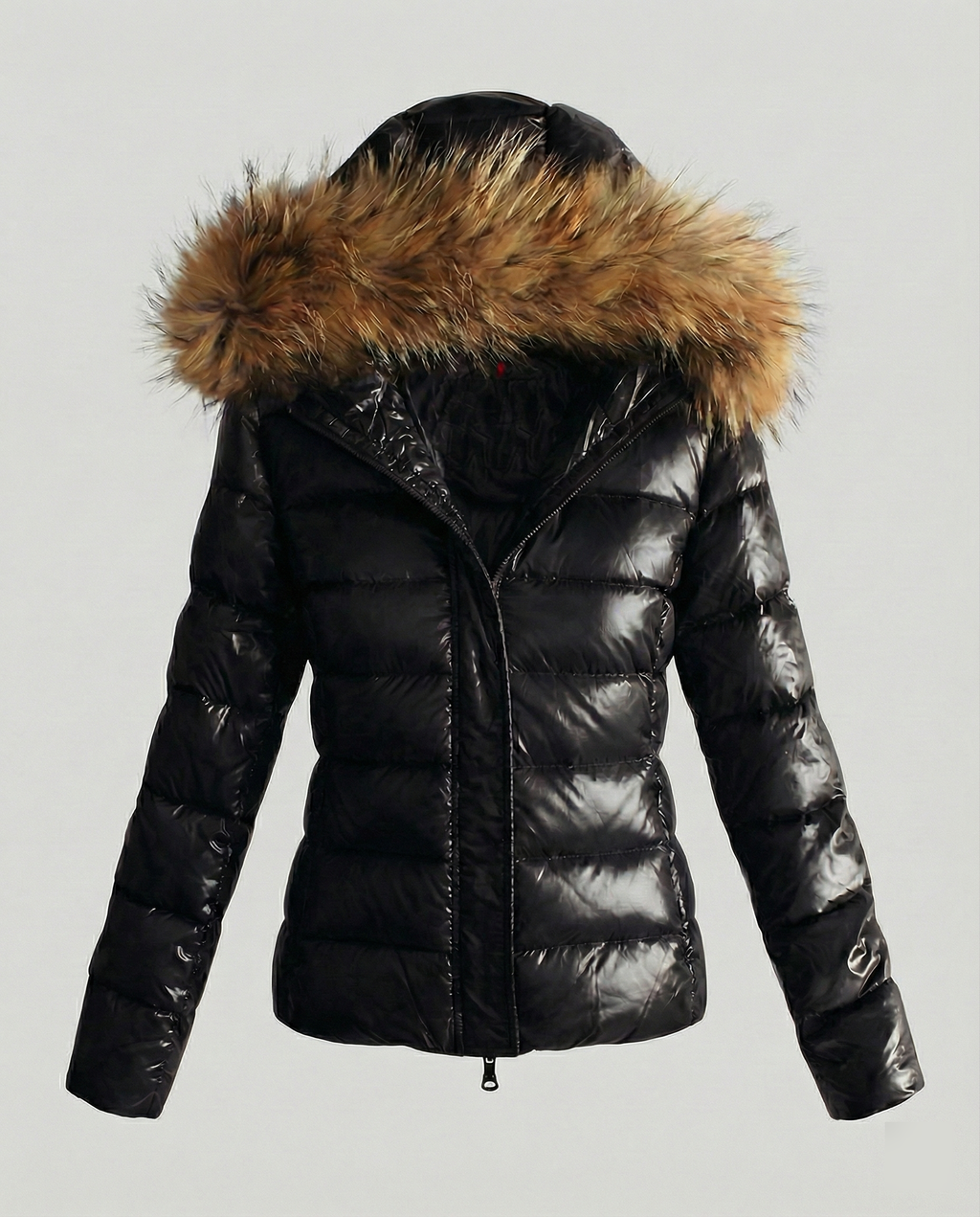 Damen Winterdaunenjacke mit abnehmbarer Kapuze und luxuriösem Fellkragen