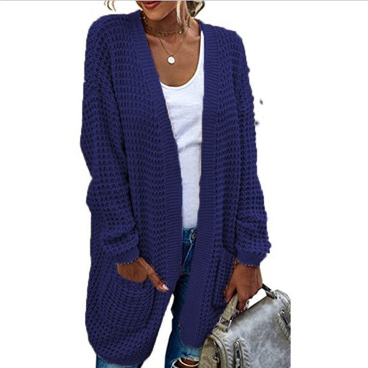 Damen Grobstrick-Cardigan mit lässiger Passform und tiefen Taschen Shopnory