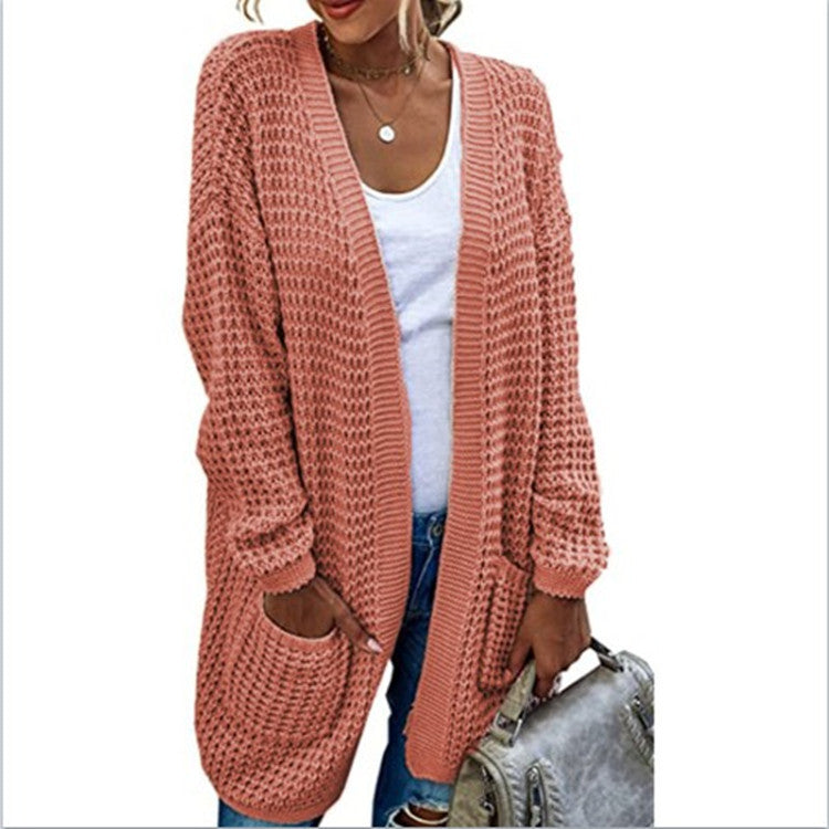 Damen Grobstrick-Cardigan mit lässiger Passform und tiefen Taschen Shopnory