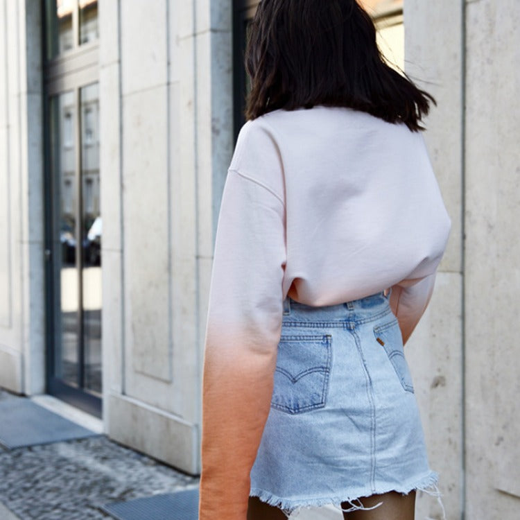 Damen Oversize Dip‑Dye Sweatshirt mit Farbverlauf und geradem Saum Shop Nory