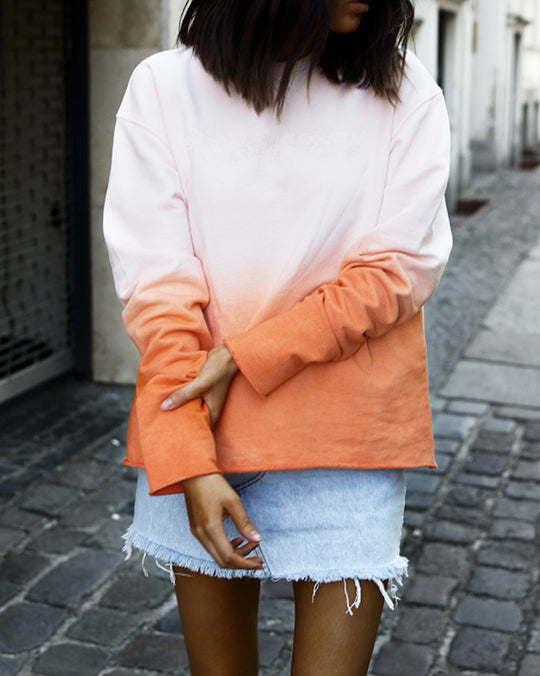 Damen Oversize Dip‑Dye Sweatshirt mit Farbverlauf und geradem Saum Shop Nory