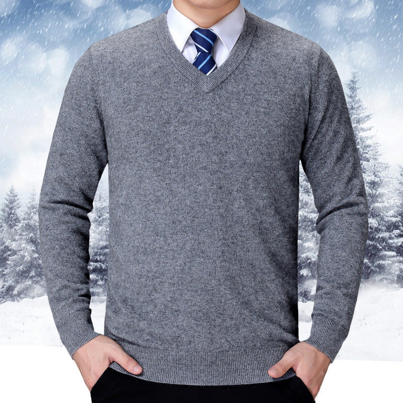 Herren V-Ausschnitt Strickpullover aus weichem Baumwollmix