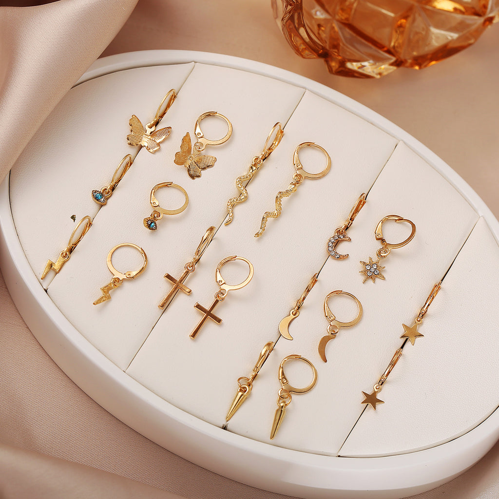 Damen Ohrstecker Set mit vielfältigen Anhängern und modernen Designs Shop Nory