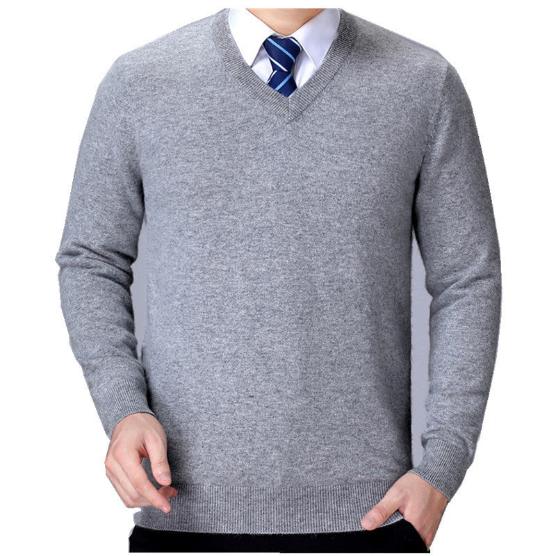 Herren V-Ausschnitt Strickpullover aus weichem Baumwollmix