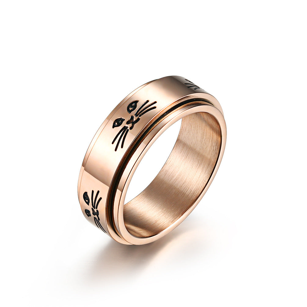 Roségold und silberne rotierende Angst Katze Ringe großartige Geschenkidee für Katzenliebhaber | Shop Nory