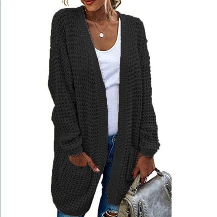 Damen Grobstrick-Cardigan mit lässiger Passform und tiefen Taschen Shopnory