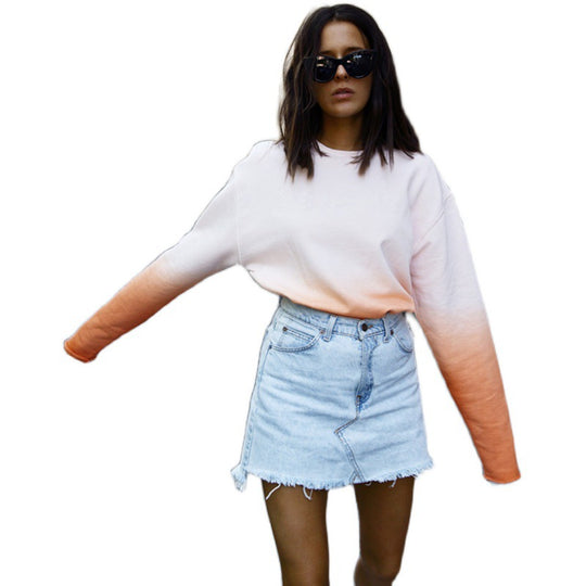 Damen Oversize Dip‑Dye Sweatshirt mit Farbverlauf und geradem Saum Shop Nory
