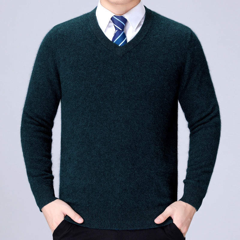 Herren V-Ausschnitt Strickpullover aus weichem Baumwollmix