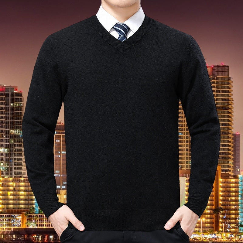 Herren V-Ausschnitt Strickpullover aus weichem Baumwollmix