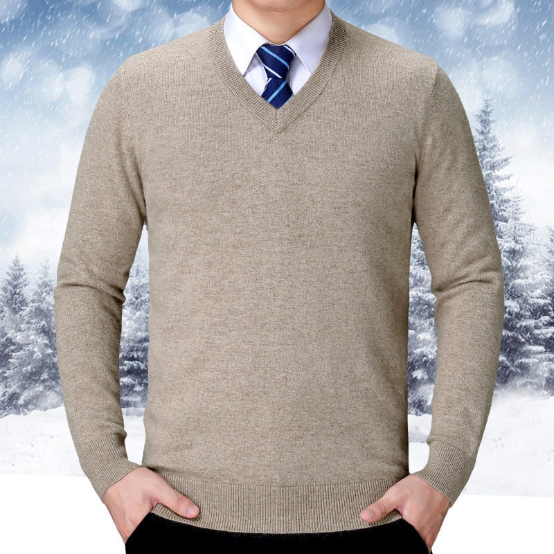 Herren V-Ausschnitt Strickpullover aus weichem Baumwollmix